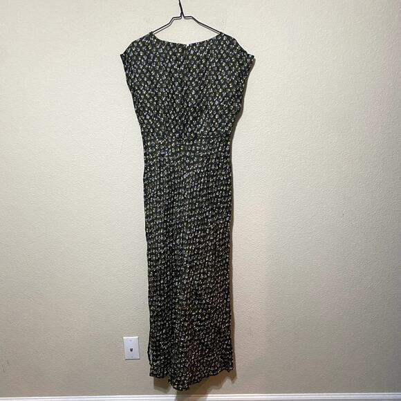 Madewell Dress Size 10 Green Midi Wide V-Neck Romantic Floral NO116 NWT FLAW - Picture 9 of 11